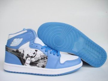 (image for) Jordan 1 Shoes black/white/deepskyblue