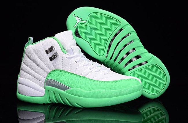 (image for) Air Jordan Retro 12 White/Dragon Green - Click Image to Close
