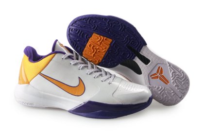 (image for) Nike Kobe V Shoes white/deep purple/gold