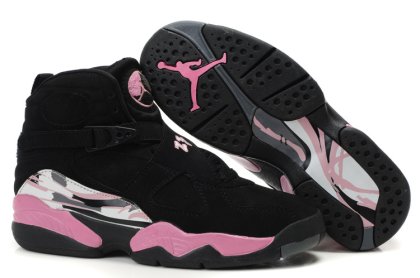 (image for) Womens Air Jordan 8 Retro black/white/deeppink