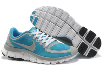 (image for) Women's Nike Free 5.0 Running Shoes white/gray/deepskyblue