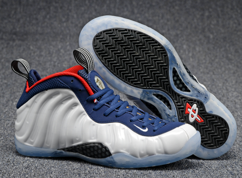 navy blue and white foamposites
